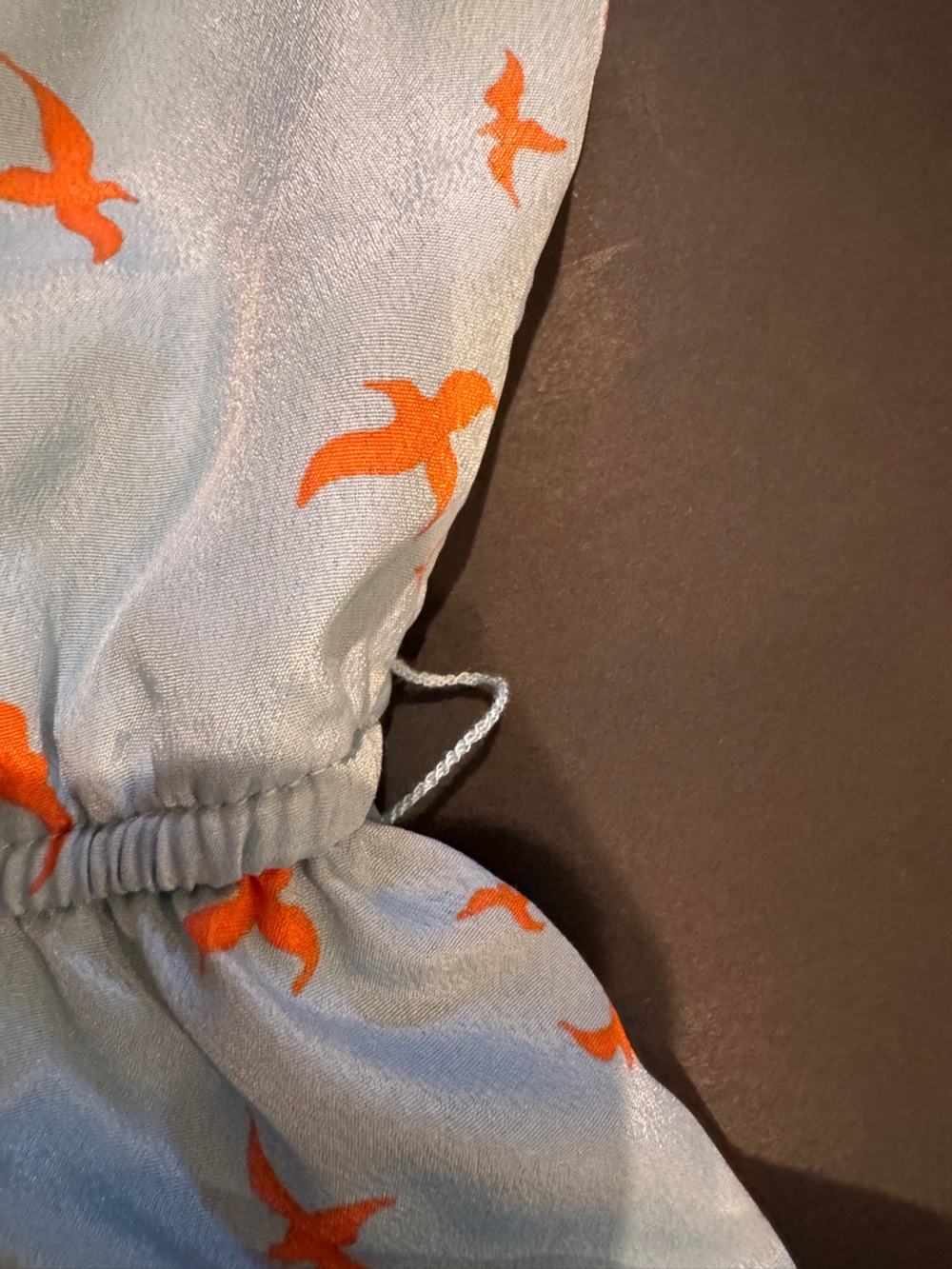 Olive & Oak Light Blue Sleeveless V-Neck Mini Dress with Orange Bird Print - Picture 8 of 10